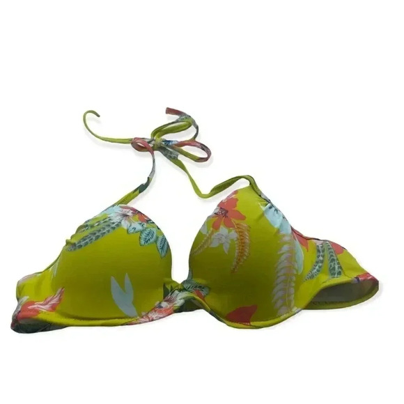 Shade and shore yellow  floral bikini top 32B - Picture 1 of 11